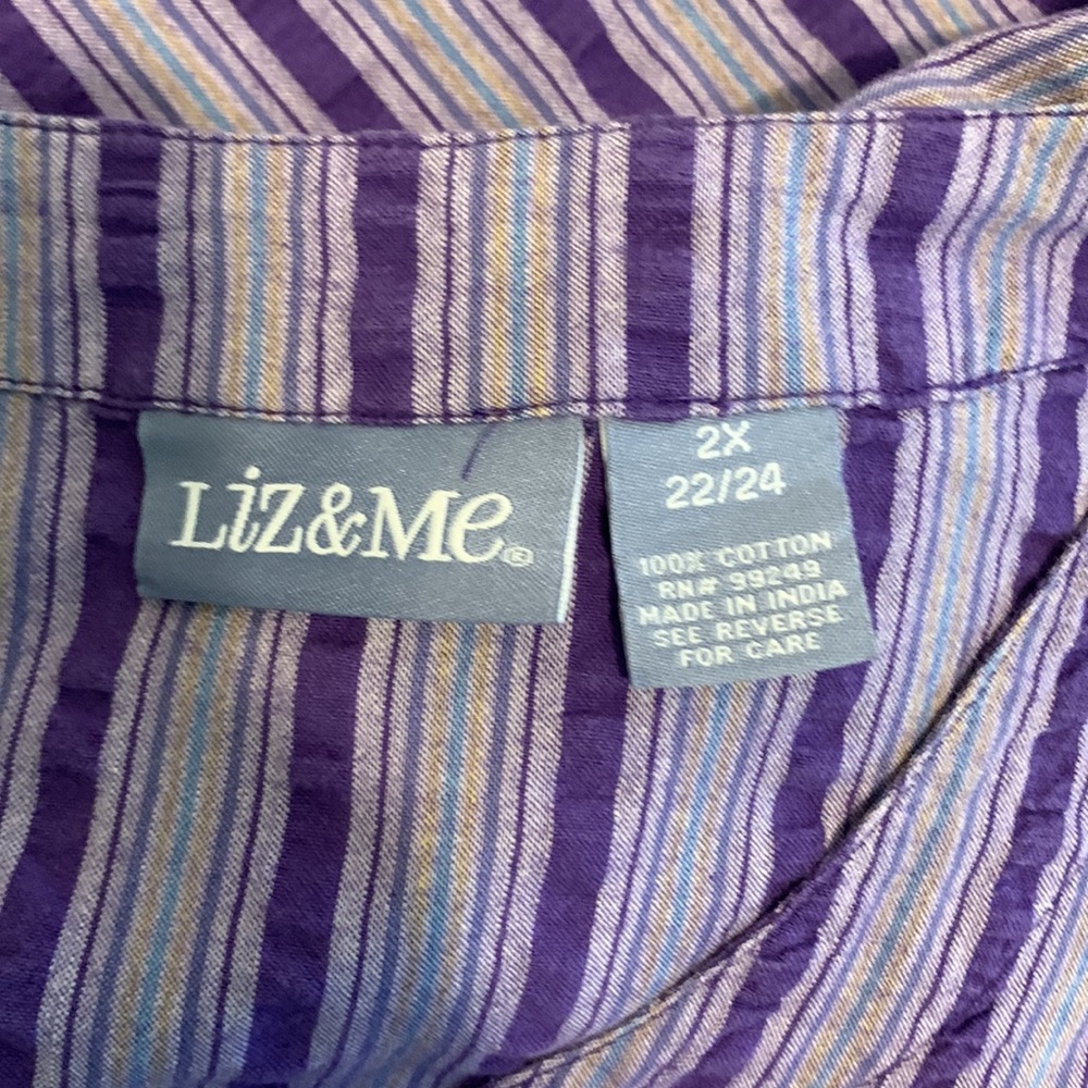 Liz & Me Purple Striped Midi Dress - Picture 7 of 12